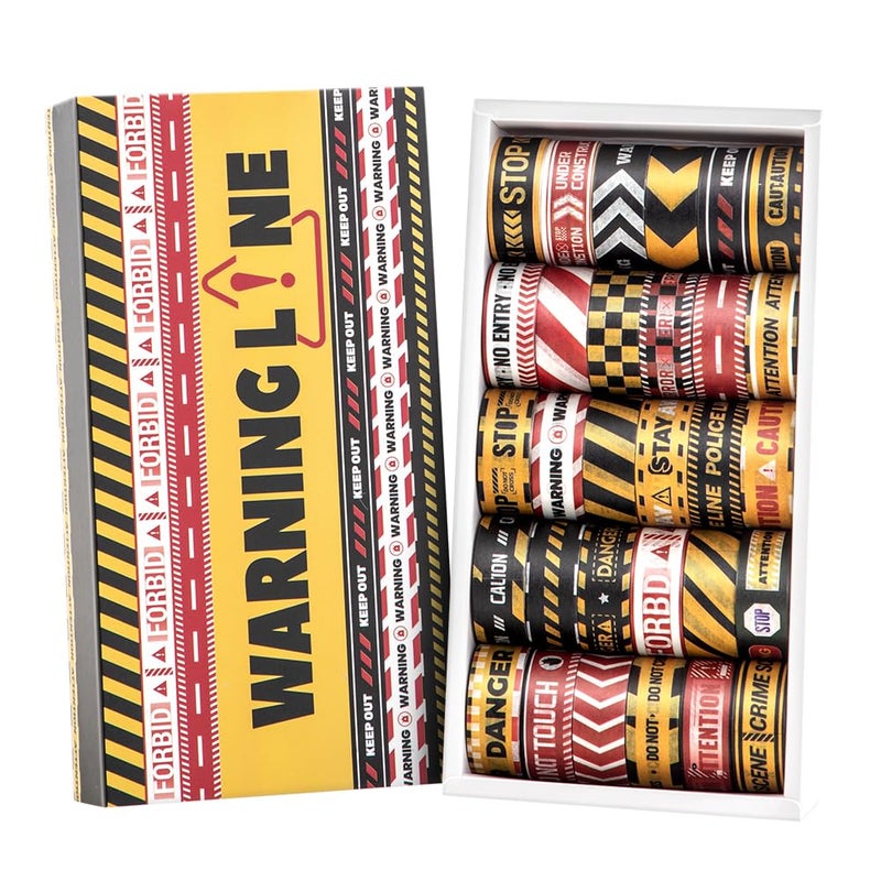 icceemee 30 Rolls Warning line Theme Washi Tape Set, Writable Decorative Tapes for Scrapbooking, Junk Journal Supplies, Bullet Journaling, 0.6"x79" per Roll - Image 1